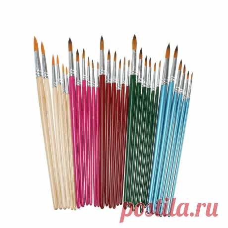 6 pcs painting brush set nylon hair watercoloroil painting pen pointed tip brush art for student school supplies Sale - Banggood.com