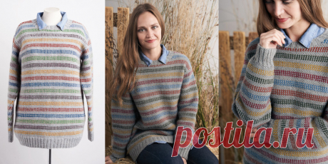 Цветной пуловер спицами Bibbi - Вяжи.ру