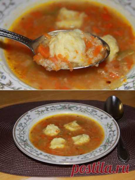 Овощной суп с Булгуром(грибами) и картофельными клёцками : Первые блюда