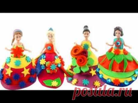 Play Doh Sparkle Disney Princess Super Glitter Dresses Making For Frozen Elsa & Anna , Snow White