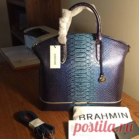 Brahmin Bags | Brahmin Nwt Large Duxbury Electric Blue Ateague | Color: Blue | Size: Width 14.2 Height 12 Side 5 | Loribuckley429's Closet | Google Shopping