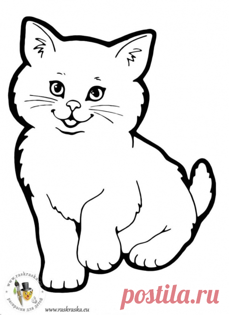 Рисунок раскраска котёнок