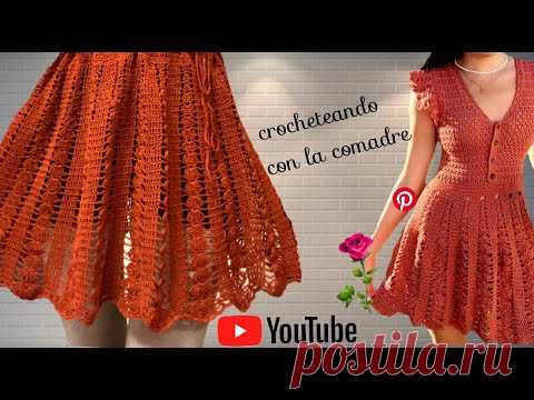 Tutorial Vestido (FALDA) ✨Primavera-Verano✨ a crochet parte#2 crocheteando con la comadre