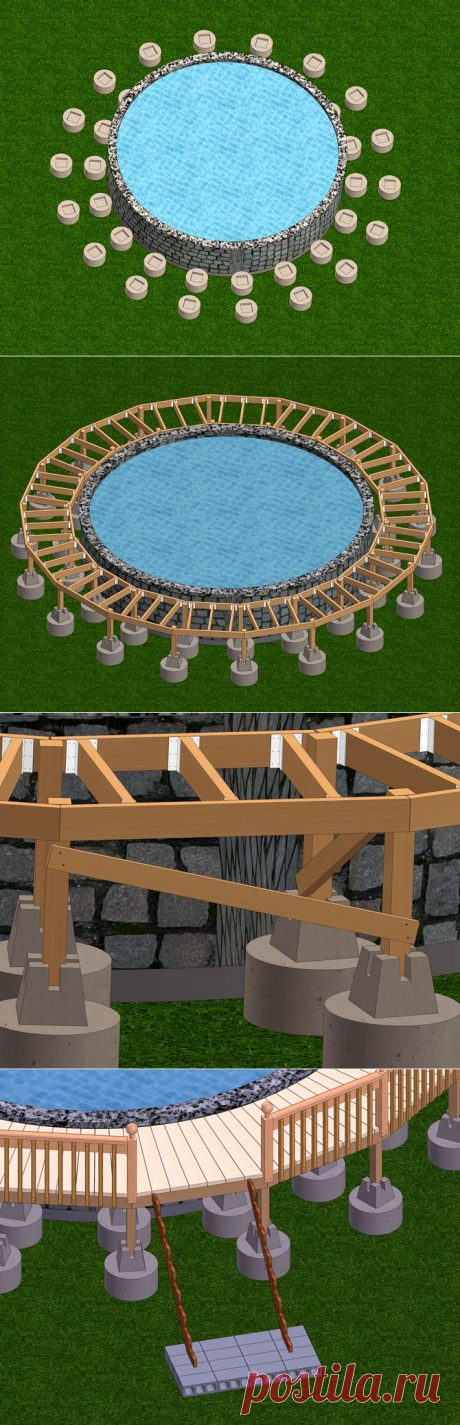 Как построить террасу вокруг наземного бассейна