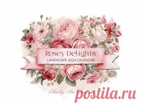Календарь Rosey Delights альбомный на 2024 год для печати - Etsy Россия