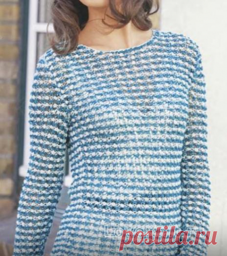 Удлиненный цветной пуловер схема спицами