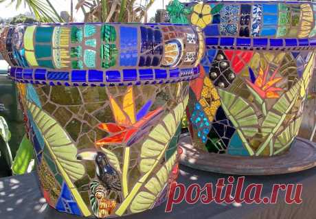 Arte de jardín en mosaico - Mosaicos de pasiflora - Fred & Donnell Pasion