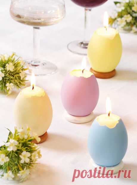 Пасхальные яйца-свечи для украшения праздничной сервировки стола.
