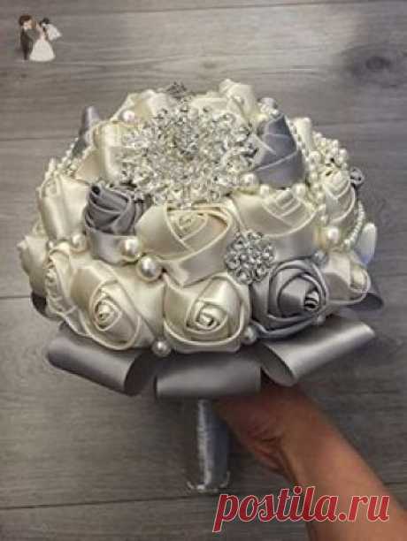 Made to order Brooch Bouquet Wedding Bridal Flowers Satin Roses Bride Bridesmaids EMR-701 - Wedding table decor (*Amazon Partner-Link)