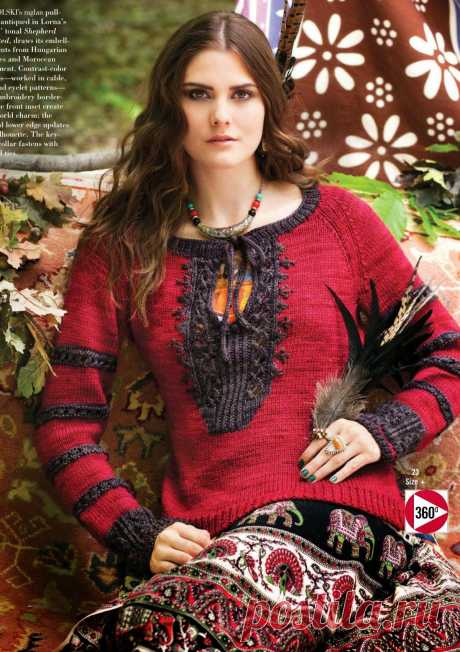 Вязание пуловера Raglan, Vogue fall 2014