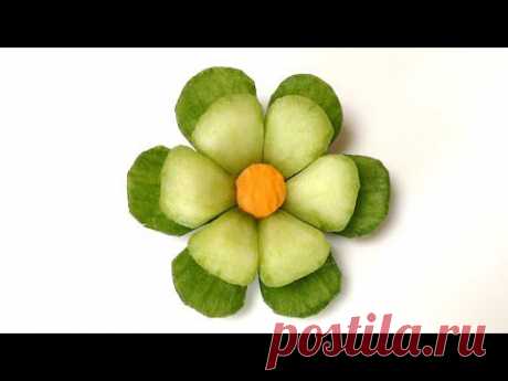 Cucumber Little Button Flower - Beginners Lesson 63 By Mutita Art Of Fruit And Vegetable Carving