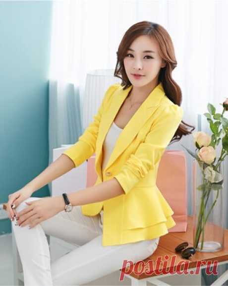 candy world Picture - More Detailed Picture about 2015 New long sleeve blaser feminino female suit jacket flouncing short yellow blazer tuxedo candy color casaco feminino Picture in Blazers from TOPUSHOW CO.,LTD | Aliexpress.com | Alibaba Group