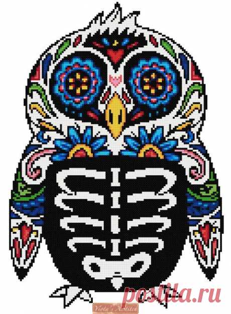 Penguin sugar skull cross stitch kit Penguin sugar skull cross stitch kit. Counted cross stitch kit with whole stitches only. Kit contains: Cross stitch pattern Fabric - see options available Threads pre-wound on plastic card bobbins Needle Instructions