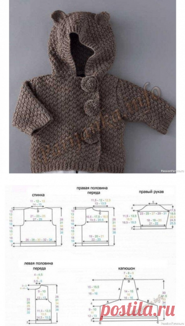 Курточка с капюшоном для малыша. Описание | Вязание спицами для детей