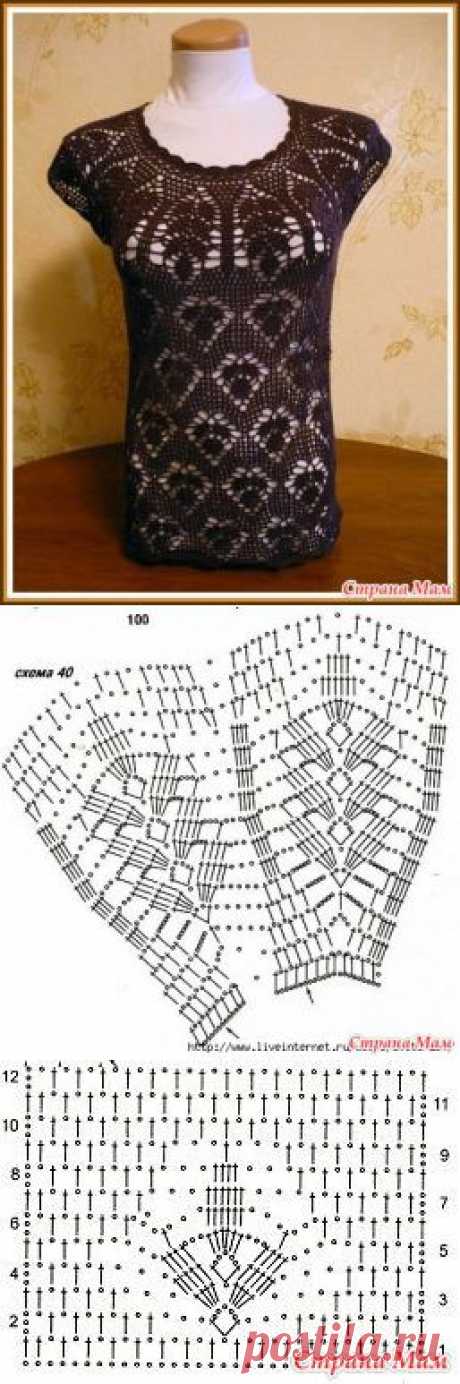 Ажурный топ с круглой кокеткой крючком. Спасибо автору за эту красоту!!!. - ВЯЗАНАЯ МОДА+ ДЛЯ НЕМОДЕЛЬНЫХ ДАМ - Страна Мам