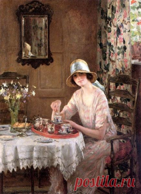 William Henry Margetson, Afternoon Tea. Художник Уильям Генри Маргетсон(1861-1940)