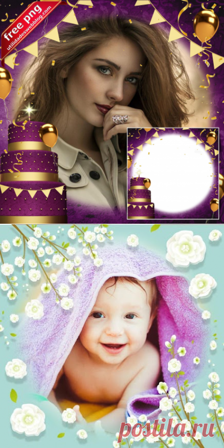Marco para fotos de cumpleaños color violeta | Marcos y Recursos