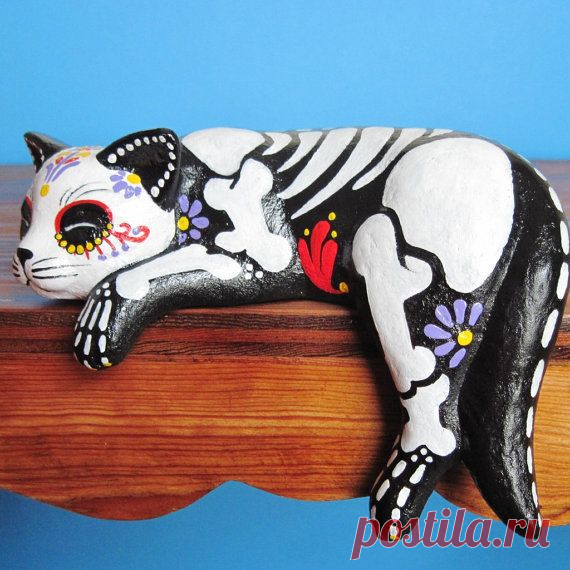 Day of the Dead CAT SKELETON Kitty Altar Statue Pet Memorial