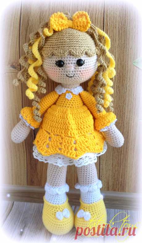 PDF Солнечная девочка Солей крючком. FREE crochet pattern; Аmigurumi doll patterns. Амигуруми схемы и описания на русском. Вязаные игрушки и поделки своими руками #amimore - большая кукла, куколка, девочка.