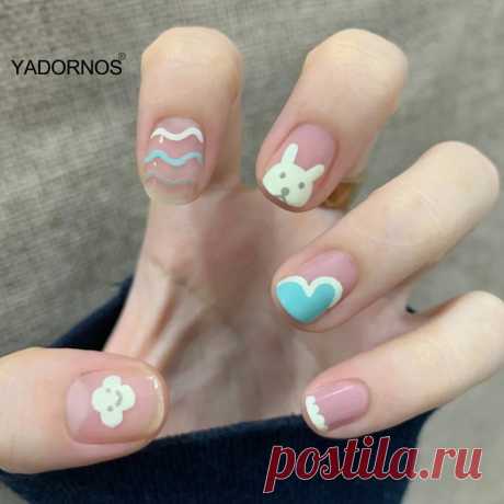 24 шт. японские наклейки для ногтей мультяшный кролик патчи для ногтей милый стиль клей съемный короткий абзац Маникюр накладные ногти Ty | Красота и здоровье | АлиЭкспресс