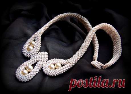 Beige Pearl/Seed Bead Necklace Elegant Statement от Szikati