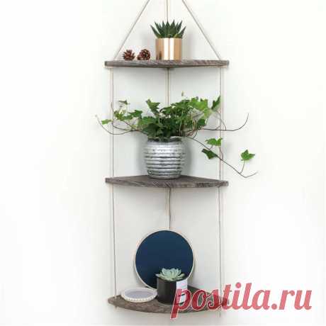 1/2/3 tiers wall mounted corner shelf wood floating shelves hanging storage rack book holder bookshelf home office decor Sale - Banggood.com