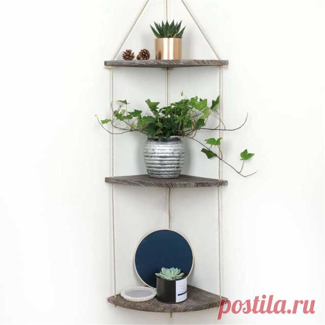 1/2/3 tiers wall mounted corner shelf wood floating shelves hanging storage rack book holder bookshelf home office decor Sale - Banggood.com