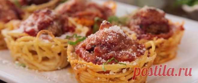 Красивые и мега простые маффины из спагетти