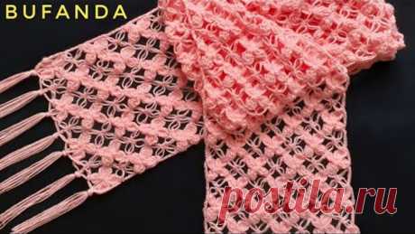 Bufanda Tejida a Crochet Paso a Paso/How to Crochet Scarf For Woman/Cachecol Crochê/Chalina a Croché