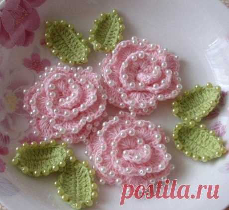 Beaded crochet roses - Chez elkalin.com