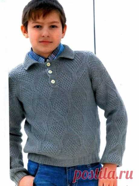 Пуловер-поло для мальчика.
РАЗМЕР: на 10-12 лет.
