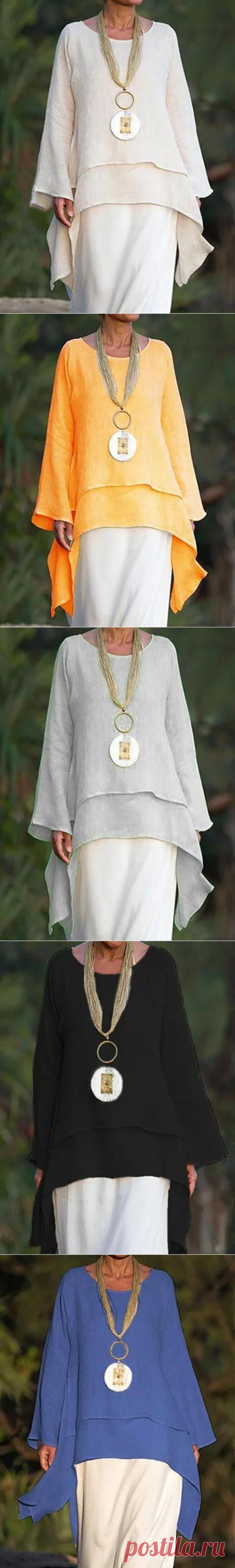 Stylish plain women long sleeve blouses - Cicicloth