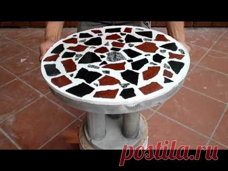 Awesome Idea Making Coffee Table From Broken Granite And Cement White | Home Decoration Project