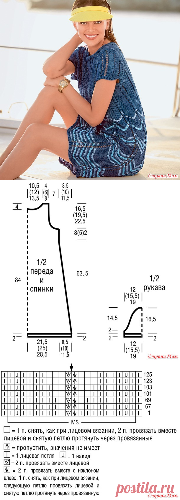 Платье в полоску с зигзагообразным узором. Спицы. - ВЯЗАНАЯ МОДА+ ДЛЯ НЕМОДЕЛЬНЫХ ДАМ - Страна Мам