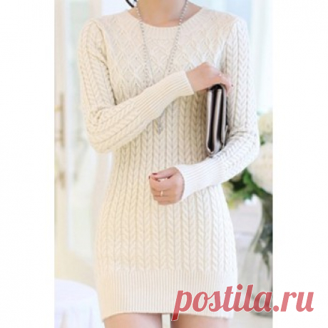 Long Sleeves Solid Color Sweater Stylish Dress For Women pink black blue white (Long Sleeves Solid Color Sweater Stylish Dress For Wo) by www.irockbags.com