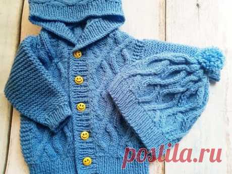 Детский кардиган на 6 месяцев (унисекс). Часть 1. Начало. Cabled Knit Cardigan