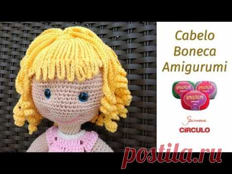Como fazer Cabelo para Boneca Amigurumi Tam G - Crochê passo a passo Prof. Simone Eleotério
