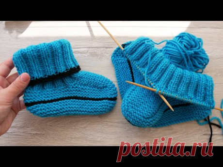 Следки – сапожки ДЕТСКИЕ спицами 👫 Knitted Slippers for KIDS