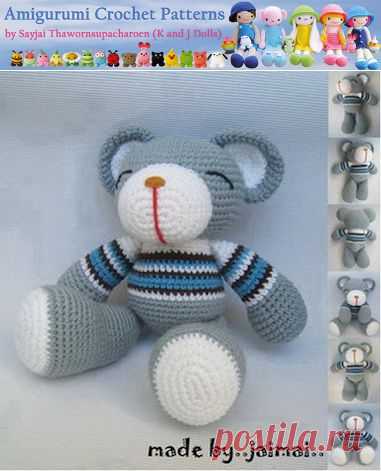 Grey Bear Amigurumi Crochet Pattern (Free) ~ Amigurumi crochet patterns ~ K and J Dolls / K and J Publishing