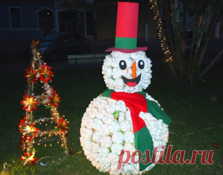 Снеговик и елка из пластиковых бутылок Женский Мир