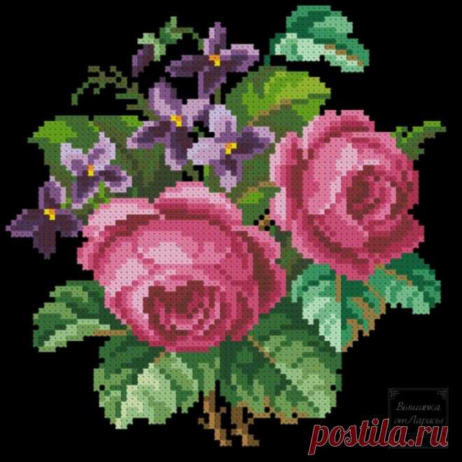 (11) Gallery.ru / Фото #1 - Букет с розами и фиалками - larisa-bnw