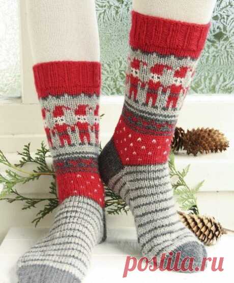 Подборка новогодних схем для идей и вдохновения при вязании подарочных и просто красивых носков | Домохозяйка на пенсии: вязание и не только | Дзен