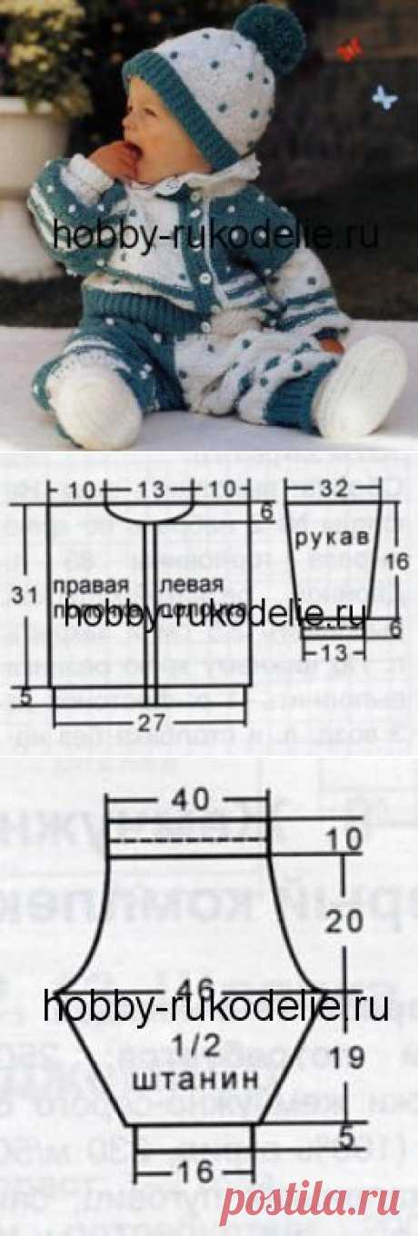 Хобби (рукоделие своими руками): вышивка, вязание » Архив блога » Зелено-белый комплект для малышей до 1 года – вязание спицами и крючком (жакет, штаны, шапка, пинетки)