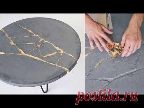 DIY KINTSUGI | How To Build a Round Concrete Coffee Table - YouTube