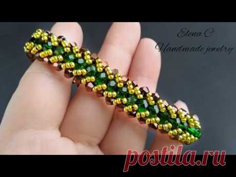 How To Make Beautiful Beaded Bracelet Flat Spiral Stitch Tutorial Американский Плоский Жгут МК #diy