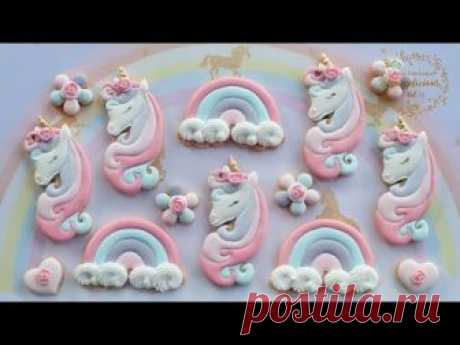 How to make PRETTY UNICORN COOKIES with LONG HAIR & FLUFFY CLOUDS RAINBOW COOKIES