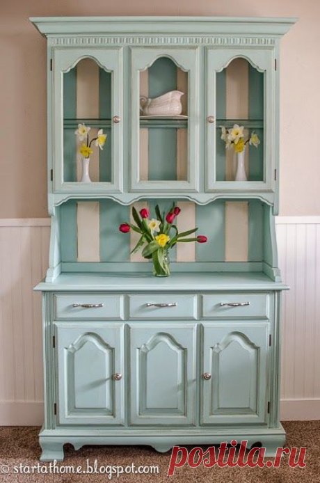 Refinished Teal Farmhouse Hutch by Start at Home Decor