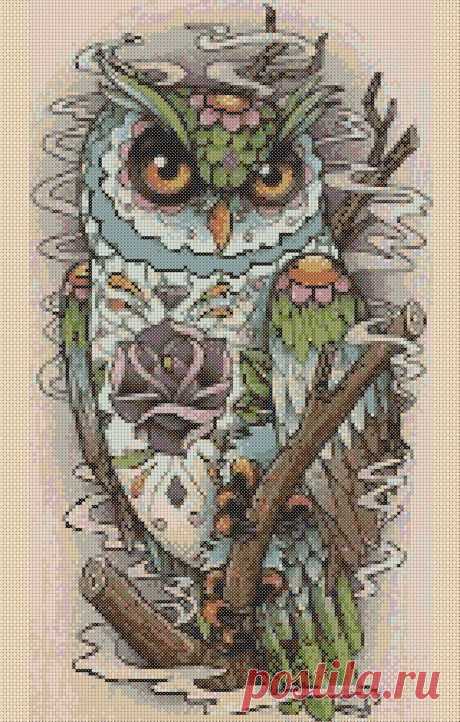PDF Cross Stitch Chart Colourful Pop Art Owl no. 392 | Etsy