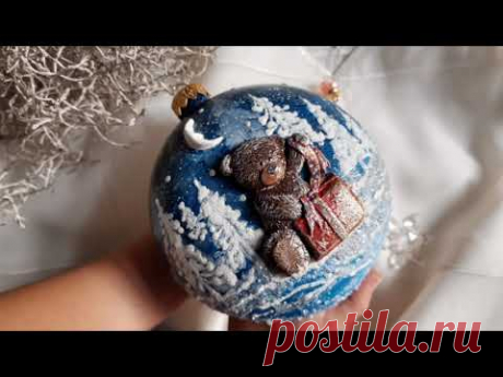 Painted bauble with teddy bear ♡♡♡tutorial