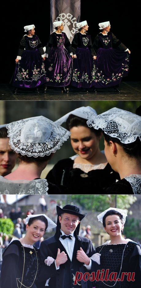 Местная национальная одежда. Очень красивые кружевные чепчики у женщин. \  Город Ванн (Vannes) – Франция, регион Бретань